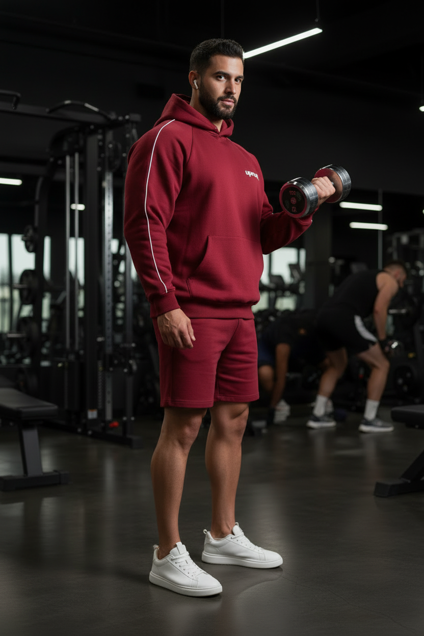 Contrast Piping Raglan Hoodie